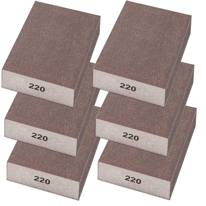 Sunxeke 6 Pack Sanding Sponge,220 Grit Drywall Sanding Blocks,Washable and Reusable Sandpaper Block for Wood Furniture,Wall,Pot,Sheetrock,Metal and Brush Sanding - Image 1